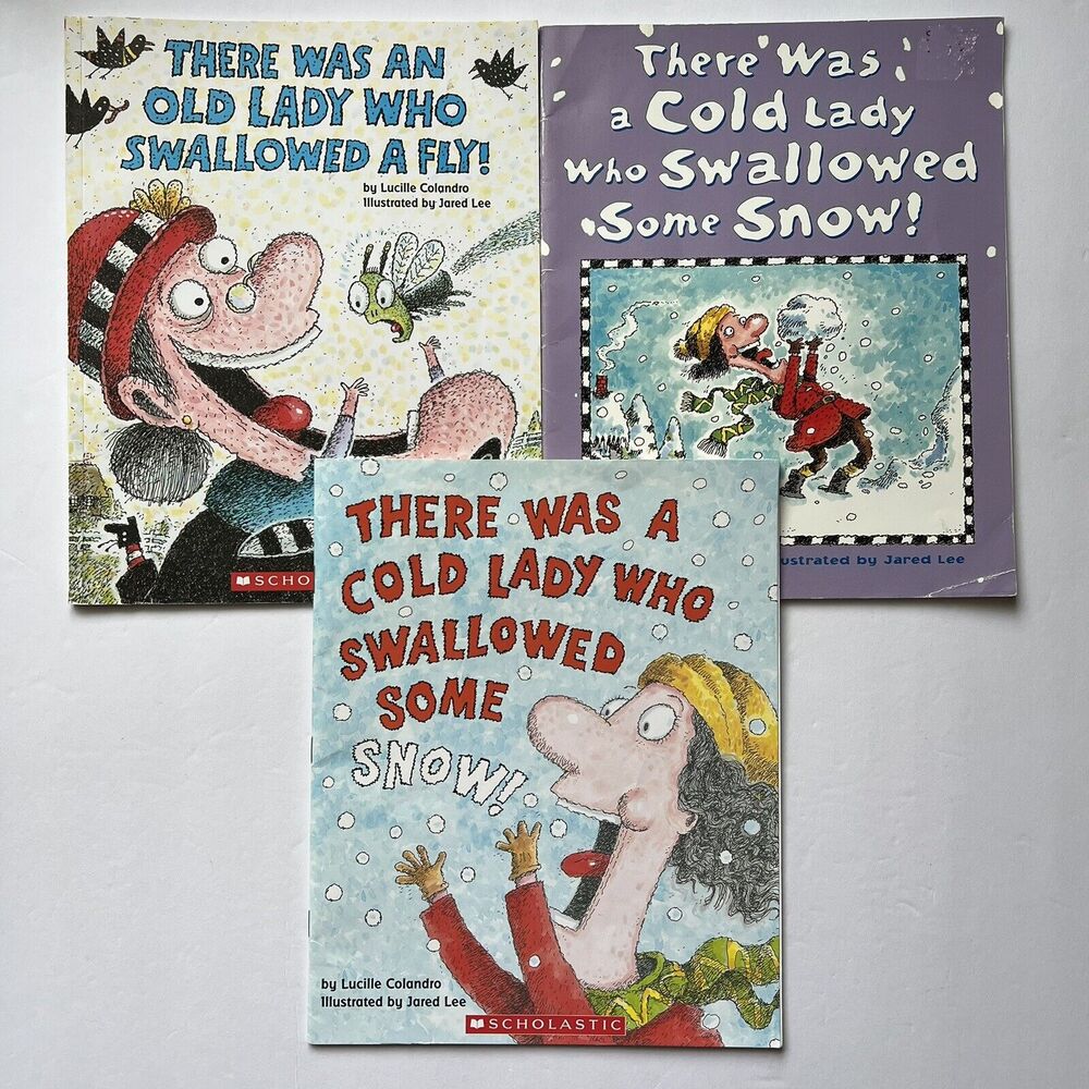 There Was An Old Lady Book Lot 3 Lucille Colandro Scholastic Kids Paperback VG